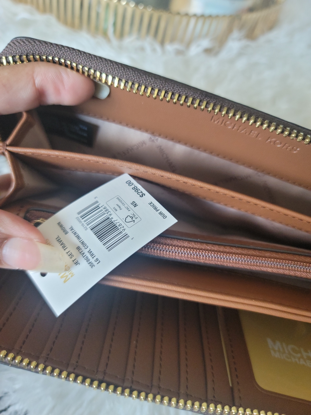 Michael Kors Brown Logo Zip Wallet - Picture 6 of 6